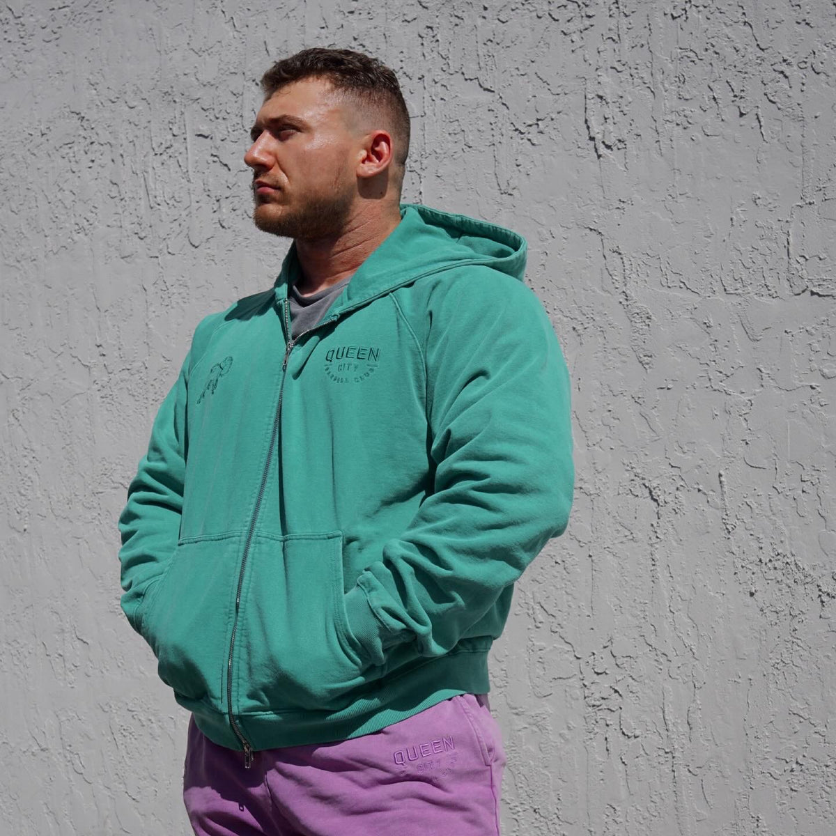 HEAVYWEIGHT VINTAGE ZIP UP // POWDERED PINE – Queen City