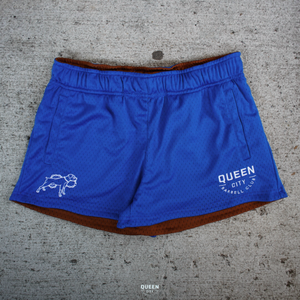 REVERSIBLE 3.5" INSEAM MESH SHORTS // GRIZZLY BROWN & ROYAL BLUE