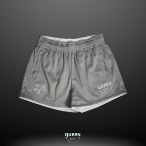 PREORDER: REVERSIBLE LUX MESH SHORTS // GREY & WHITE