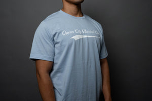 Queen City Barbell Club Scripted Tee // Baby Blue